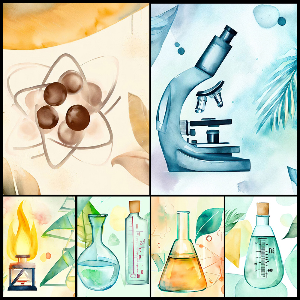 Science Nursery - Cartoon Chemie Wissenschaft Becher Biologie Kindergarten