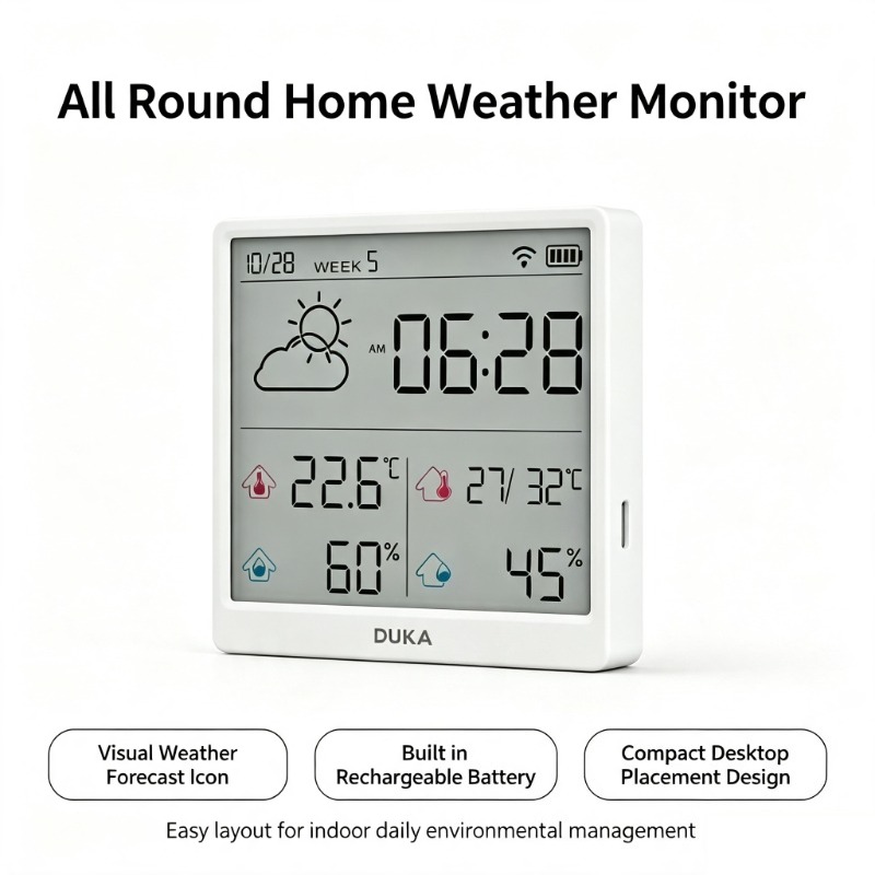 Weather Station Indoor - DUKA TH3 WLAN-Smart-Temperatur- und Feuchtigkeitssensor Digitales