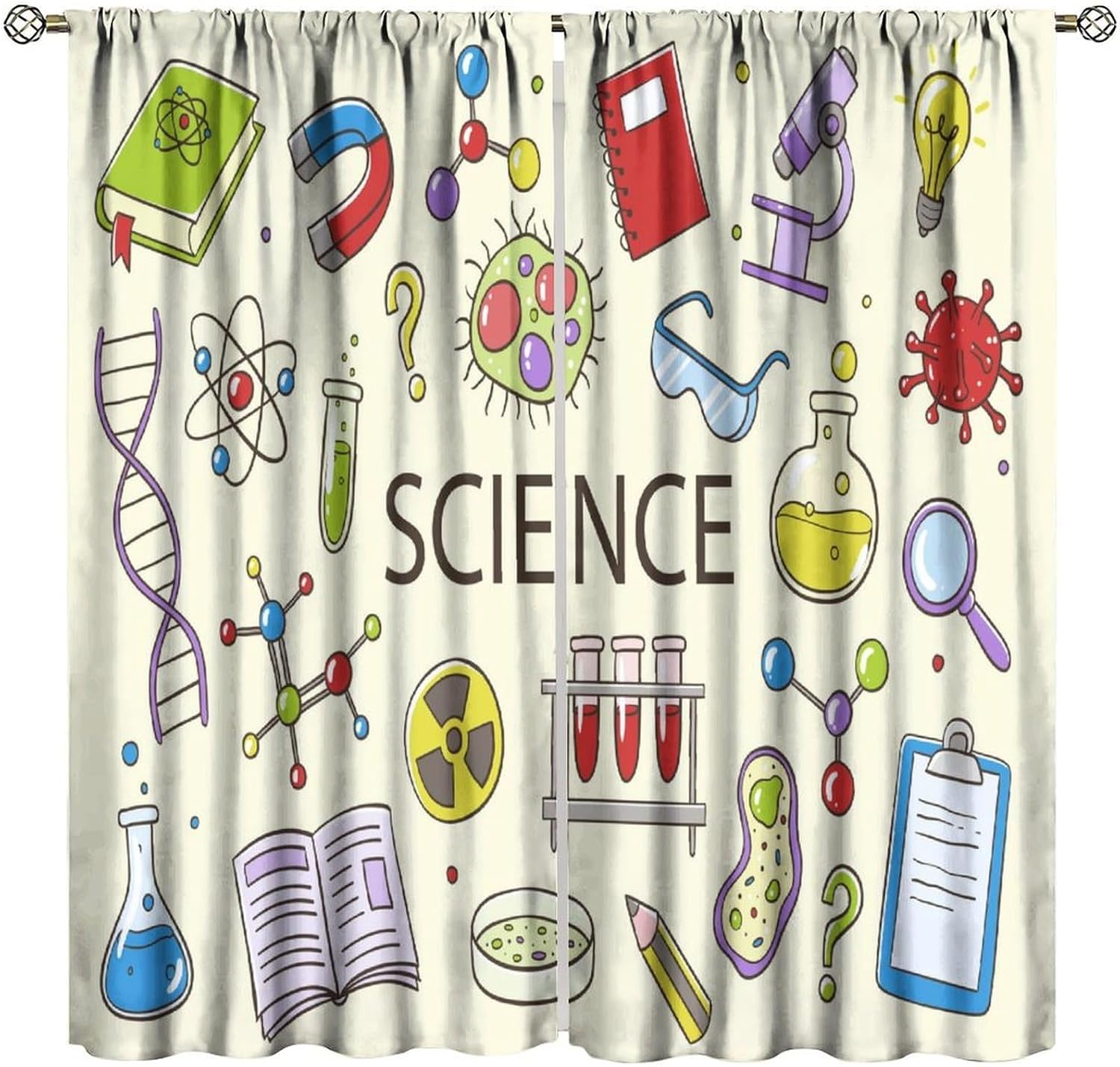 Science Nursery - Wissenschaftsvorhang Lehrreiches MINT-Klassenzimmer-Dekor Chemie Biologie Kinder