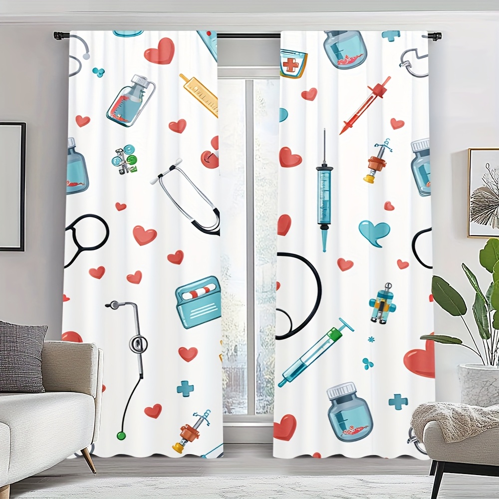 Science Nursery - Ästhetische Medizinische Muster-Vorhänge aus Polyester, Heimdekoration,